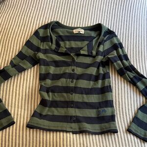 Striped Green & Black Damson Madder shirt